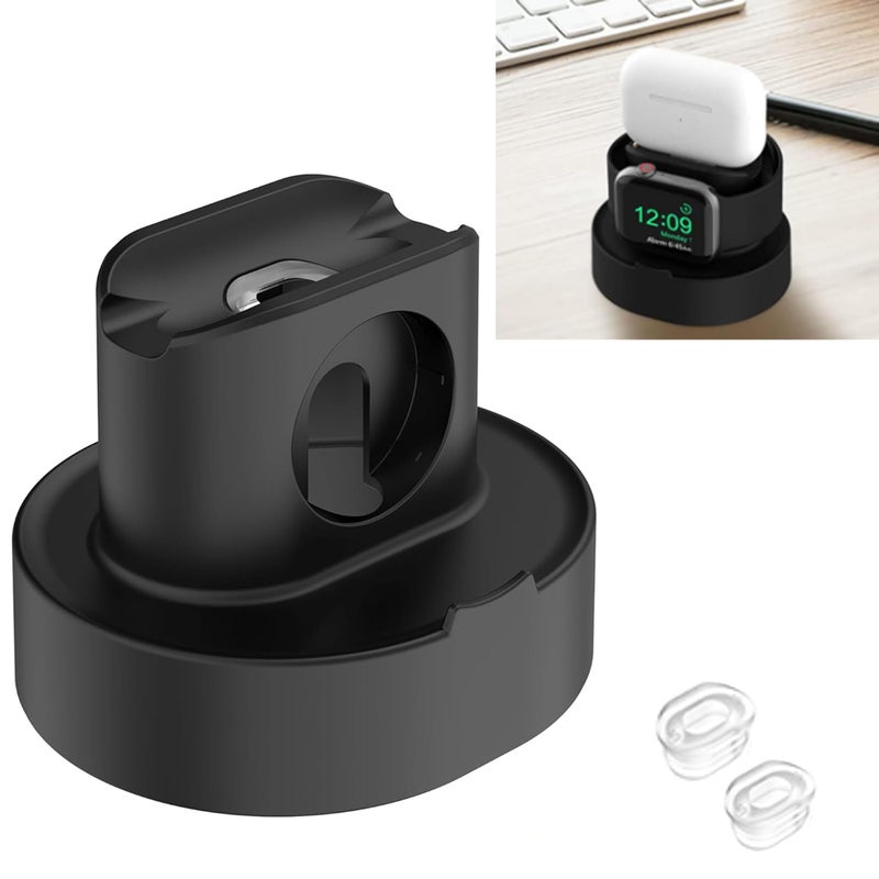 SOKUSIN Stand for Apple Watch Charger - iWatch AirPod 2 in 1 Charging Stand Holder Dock Compatible with Apple Watch Series 10 9 8 Ultra2 Ultra SE2 SE 7 6 5 4 3 2 and AirPods 1/2/3/Pro (Black) - Image 1